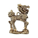 HAWILLOSCH 1 Pc Adornos Estatua de Feng Shui decoración China Adorno auspicioso estatuilla de Feng Shui Ornamento Studio aparador TV Muebles para el hogar Modelo Kylin Decorativo Cobre Golden