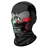 ShopINess Pasamontañas Dos Ojos 3D Calavera Unisex Adulto para Moto Deporte Fiestas Halloween y Carnaval con Dos Agujeros para los Ojos Calavera Bandera México