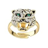 KONFEN Anillo Ajustable Mujer, Cheetah Anillos Zircón Plata, Anillo Grande Plata, Alianzas Sortijas Anillo Dedo Gordo Anillas Jewelry Regalos Retro Geometría para Mujer Niña Juvenil San Valentin