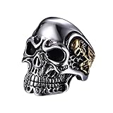 OIDEA Hombre - Mujer Anillos Cráneo Personalidad Acero Inoxidable Diamante Calavera Punk Rock Estilo Rojo Blanco 54 (17.2) ~ 70 (22.3), 14, Acero inoxidable