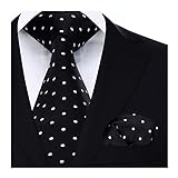 HISDERN Corbatas Negro Hombre Modernas Conjunto Corbata y Pañuelo Lunares Corbatas Elegante Boda Business