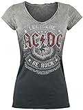 AC/DC Let There be Rock Mujer Camiseta Gris/Gris Oscuro S 100% algodón Ancho