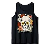 Calavera floral vintage y flores florecientes Calavera de Camiseta sin Mangas