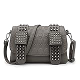 LUI SUI Bolso de Hombro con Remaches de Esqueleto Punk Femenino Bolso de Cuero PU Billetera
