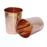 BRACOP® Vaso de Cobre Jarra de Cobre Copas en Relieve Vasos para Beber Juego de 2 Piezas Taza de Cobre Puro Ayurveda Taza de Mula de Moscú Vaso para cóctel UtensiliosFrasco de Bebida Hecha a Mano