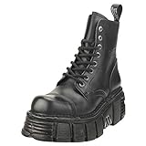 New Rock Botas Piel Militar Hombre Negro Original Plataforma Black Boots M.NEWMILI083-S39 (numeric_43)