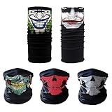 TNSRAY Máscara Calavera Esqueleto, 5 Pieza Máscaras de Calavera Fantasma Blancas para Fiesta de Disfraces, Máscara de Esqueleto, Braga de Cuello con Diseño de Calavera para Carnaval, Jefe Masquerade