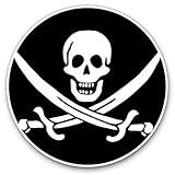 Pegatinas de vinilo (juego de 2) 7,5 cm – Bandera pirata Jolly Roger barco calavera #24025