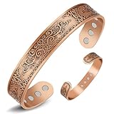 Jeracol Pulsera de cobre para hombres y mujeres, diseño de árbol de la vida, pulsera magnética de cobre con 12 potentes imanes (cada uno de 3800 Gauss), pulseras con caja de regalo