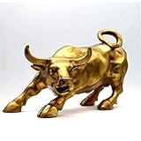 Lizipai Feng Shui Fortune - Estatua de pared de latón con diseño de toro callejero, escultura para decoración del hogar, toro de cobre dorado que representa la buena suerte de la carrera y la riqueza