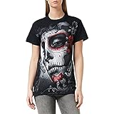 Spiral Skull Roses Hombre Camiseta Negro M 100% algodón Regular