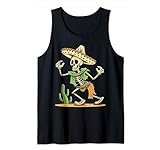 Esqueleto mexicano calavera de azúcar bailando divertido Cinco De Mayo Camiseta sin Mangas