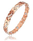 JUKOTA Pulsera Magnética de Cobre, pulsera cobre puro hombre，Pulseras Magnéticas para Mujeres y Hombres, Cobre puro Sólido Pulseras con Potentes Imanes Brazaletes de Tamaño Ajustable （Oro rosa）