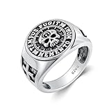 PROESS Memento Mori - Anillo de plata de ley 925, diseño de calavera, regalo para hombre y mujer (tamaño 7/8/9/10), 10, Plata de ley, Sin piedras preciosas