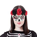 Mascara Catrina para mujer, mascara Día de los Muertos, fiesta halloween, mascara mexicana con araña (Araña, Catrina)