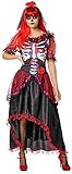 Rubies Disfraz La Catrina para mujer, Vestido impreso y diadema con velo, Oficial Halloween, Carnaval, Fiestas y cumpleaños