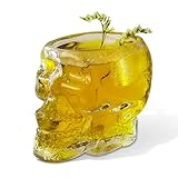 HERCHR 3D Vasos Chupito, Calavera transparentes Cristal para Vino, recipiente para bebidas, Vasos de chupito diseño de Calavera, vasos para beber, decoración de fiesta de Halloween, 2.5 oz