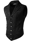 VATPAVE Chaleco de traje victoriano para hombre Steampunk gótico, Negro, Small