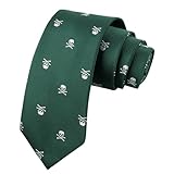 Alizeal Corbata con Patrón de Cráneo para Hombre,Ideal para Fiesta de Halloween,Verde Oscuro