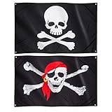 Runesol Bandera Pirata Paquete Doble 3x5, 91x152cm, Calavera Y Tibias Cruzadas, Ojales De Latón En Cada Esquina, Banderas De Fiesta, Decoraciones De Halloween, Banderas Premium, Impermeable