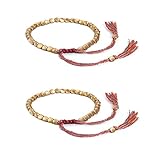2 uds, Pulsera de cuentas de cobre hecha a mano, brazaletes de cuerda de la suerte de algodón trenzado budista tibetano para mujeres y hombres, pulseras de hilo
