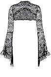 keland Mujer Gótico Lolita Encaje Toreras Shrug Cardigan Goth Chaqueta Bolero de Manga Larga (Negro, Small)