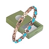 Pulsera magnética para mujer con piedras preciosas semipreciosas de cobre azul turquesa, regalo del día de San Valentín, Cobre