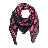 Freak Scene Pañuelo de algodón - Calaveras 1 negro - rosa - Pañuelo cuadrado para el cuello