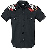 Banned Alternative Skull Rose Hombre Camisa Manga Corta Negro L 60% poliéster, 40% algodón Regular
