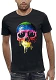 PIXEL EVOLUTION Camiseta CRÁNEO Pintura Fluorescente Hombre - tamaño XXL - Negro
