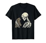 Disfraz de esqueleto sosteniendo un gato perezoso disfraz de Halloween calavera Camiseta