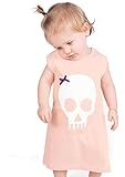 ALTERNATIVA bebé niñas vestido/ropa de bebé ducha regalo Idea de calaveras Punk pirata bebé niña regalos - bebé niña infantil y tamaños (Peach) Talla:6-12 meses.
