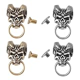 GORGECRAFT 4 Piezas 2 Colores Latón Conchos Tornillo Trasero Cráneo Perno Trasero Remaches Cuero Artesanía Moneda Concho Calavera Cabeza Punk Decorativo Clavo Botones para DIY Denim Jeans Decoración
