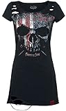 Rock Rebel by EMP Mujer Vestido Corto Negro con Estampado de Calaveras XS