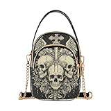 GAIREG Bandoleras con diseño de calaveras con alas cruzadas para mujer, bolso cruzado con cadena, Cráneos con alas cruzadas, Talla única