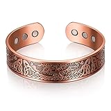 Pulsera Magnética de Cobre Rojo con 6 Imanes Brazalete de Cobre de Árbol de Vida Pulsera de Imán Sólida Brazalete con Imanes de Energía, Tamaño Ajustable con Bolsa de Terciopelo (Bronce)