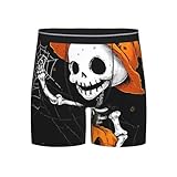 Calzoncillos tipo bóxer transpirables con estampado de calavera de calabaza para hombre, Calabaza Calavera 1, M
