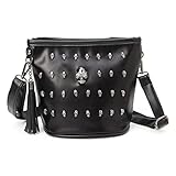 Dabixx - Bolso bandolera para mujer, diseño de calavera punk gótico, color negro