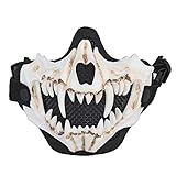 Máscara táctica de Media Cara, máscara Protectora de Calavera de Acero Transpirable para Disparar CS Paintball, Caza, Halloween, Fiesta de Disfraces (Blanco)