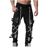 Pantalones deportivos para hombre, estilo victoriano, gótico, pierna recta, liso, pierna larga, steampunk, 2024, Y2K, A-648 Negro, XXL