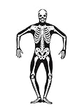 Smiffys-24618L Halloween Disfraz de Esqueleto Segunda Piel, con Cremallera escondida y Apertura bajo la b, Color Negro, L-Tamaño 42'-44' (Smiffy'S 24618L)