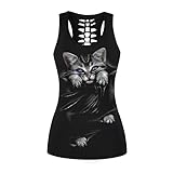 Blusa sin Mangas para Mujer con Estampado de Calavera para Hacer Ejercicio, Yoga, Correr y Camisetas Informales - - Small/Medium