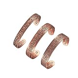 3 pulseras de cobre puro para hombre, brazaletes magnéticos de cobre, regalo para papá, marido