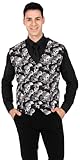 FIESTAS GUIRCA | Chaleco de Calaveras para Adulto Hombre (Talla Única) - Accesorio de Disfraz para Halloween y Fiestas de Vampiros - Ideal para Celebraciones y Eventos - Negro y Blanco