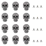 CHGCRAFT 12 juegos de remaches de aleación con cabeza de calavera punk, tornillo de latón para manualidades de cuero, calavera para bolsa, sombrero, zapatos, chaqueta, cinturón, motocicleta