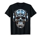 Calavera Auricular Arte Motivo Fantasía Gráfico Calavera Camiseta