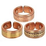 Touchstone Hecho a Mano de Cobre Forjado a Mano con patrón Trenzado de Alambre en Espiral sólido y de Alto Calibre Elegancia Minimalista Anillos de Dedo de Cobre Puro. Juego de 3.