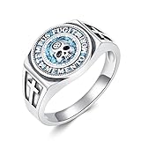 PROESS Memento Mori - Anillo de plata de ley 925 con diseño de calavera, color turquesa, Plata de ley