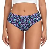 VOSERY Ropa interior para mujer, color rosa y azul, sin costuras, diseño de calavera, ropa interior para mujer, Negro , XL