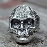 Anillos de Calavera vikinga de Plata 925 para Hombre, joyería Punk para Fiesta, Talla 6-13-10-#1
